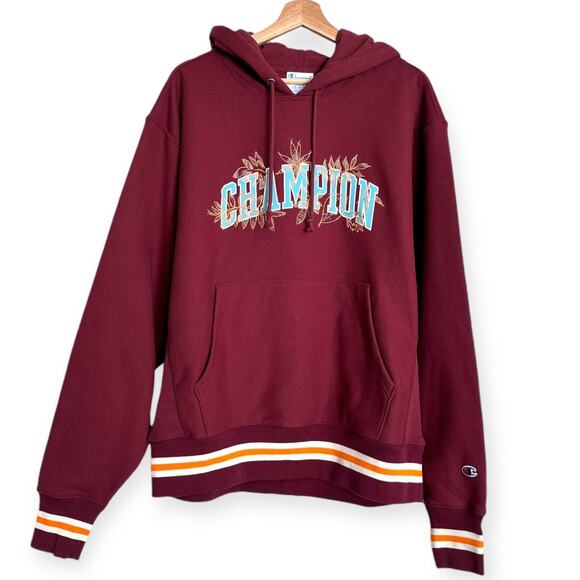 NWT Champion Reverse Weave Loose Fit Hoodie With Embroidered Leaves Men's Size L - Picture 1 of 11